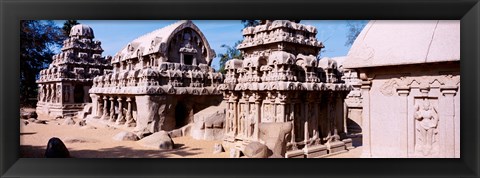 Framed Monuments in a temple, Panch Rathas, Mahabalipuram, Tamil Nadu, India Print