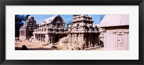 Framed Monuments in a temple, Panch Rathas, Mahabalipuram, Tamil Nadu, India Print