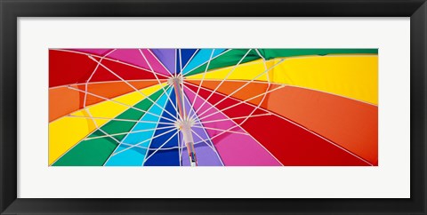 Framed Close-up of beach umbrella, Fort Desoto Park, Tierra Verde, Florida Print