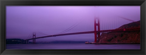 Framed Suspension bridge across the sea, Golden Gate Bridge, San Francisco, Marin County, California, USA Print