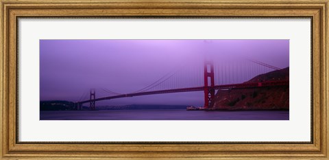 Framed Suspension bridge across the sea, Golden Gate Bridge, San Francisco, Marin County, California, USA Print