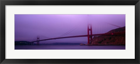 Framed Suspension bridge across the sea, Golden Gate Bridge, San Francisco, Marin County, California, USA Print