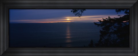 Framed Sunset over the sea, Strait of Juan de Fuca, Whidbey Island, Island County, Washington State, USA Print