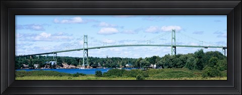 Framed Suspension bridge across a river, Thousand Islands Bridge, St. Lawrence River, New York State, USA Print
