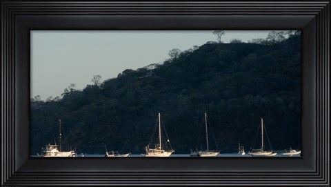 Framed Boats in the sea, Hermosa Beach, Costa Rica Print