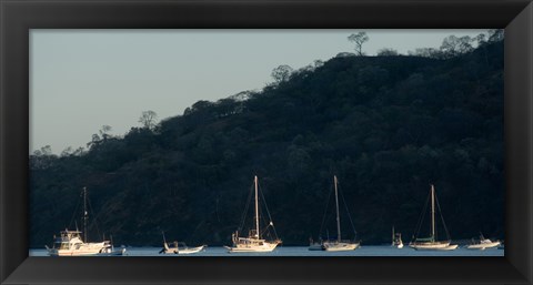 Framed Boats in the sea, Hermosa Beach, Costa Rica Print