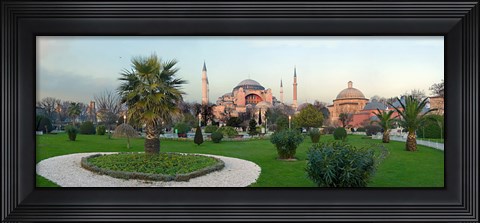Framed Formal garden in front of a church, Aya Sofya, Istanbul, Turkey Print