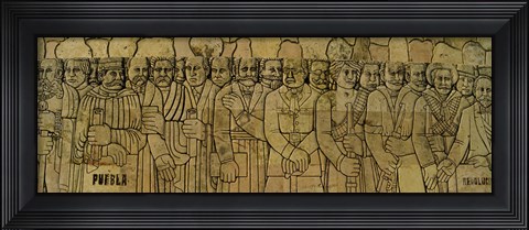 Framed Human representations carving on the wall, Monumento a la Patria, Merida, Yucatan, Mexico Print