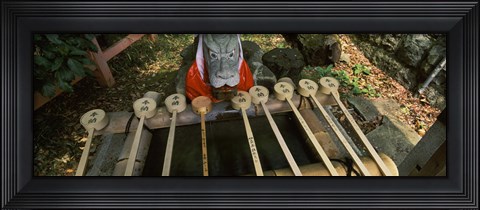 Framed Water ladles in a shrine, Fushimi Inari-Taisha, Fushimi Ward, Kyoto, Kyoto Prefecture, Kinki Region, Honshu, Japan Print