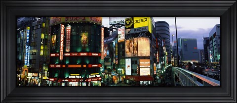 Framed Buildings in a city lit up at night, Shinjuku Ward, Tokyo Prefecture, Kanto Region, Japan Print