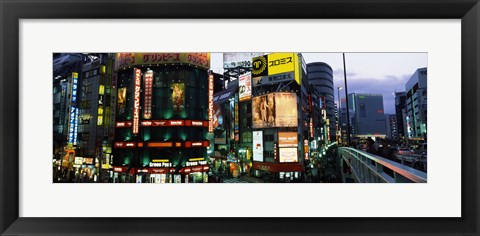 Framed Buildings in a city lit up at night, Shinjuku Ward, Tokyo Prefecture, Kanto Region, Japan Print