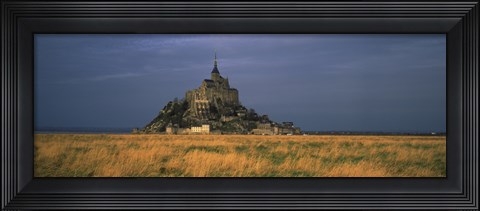 Framed Castle on a hill, Mont Saint-Michel, Manche, Normandy, France Print