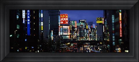 Framed Buildings lit up at night, Shinjuku Ward, Tokyo Prefecture, Kanto Region, Japan Print