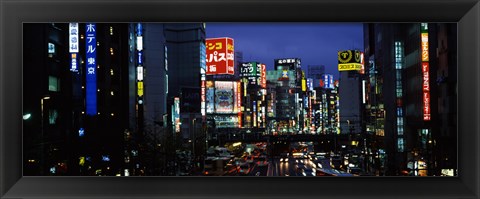 Framed Buildings lit up at night, Shinjuku Ward, Tokyo Prefecture, Kanto Region, Japan Print