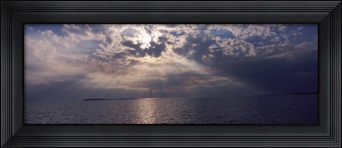 Framed Sunset over the sea, Gulf Of Mexico, Cedar Key, Levy County, Florida, USA Print