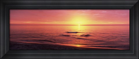Framed Sunset over the sea, Venice Beach, Sarasota, Florida, USA Print