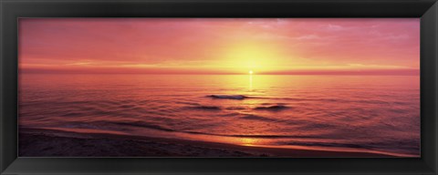 Framed Sunset over the sea, Venice Beach, Sarasota, Florida, USA Print