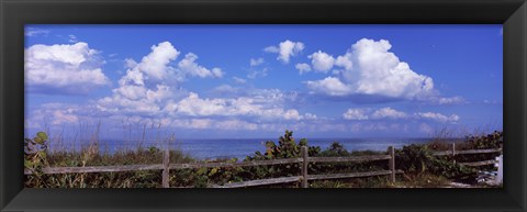 Framed Fence on the beach, Tampa Bay, Gulf Of Mexico, Anna Maria Island, Manatee County, Florida, USA Print