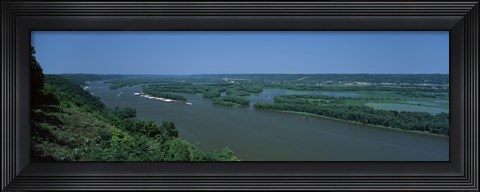 Framed River flowing through a landscape, Mississippi River, Marquette, Prairie Du Chien, Wisconsin-Iowa, USA Print