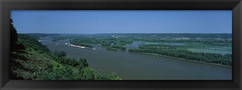 Framed River flowing through a landscape, Mississippi River, Marquette, Prairie Du Chien, Wisconsin-Iowa, USA Print