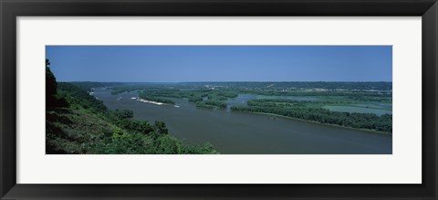 Framed River flowing through a landscape, Mississippi River, Marquette, Prairie Du Chien, Wisconsin-Iowa, USA Print