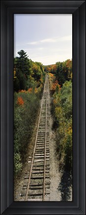 Framed Railroad tracks along Route 1A between Ellsworth and Bangor, Maine, USA Print