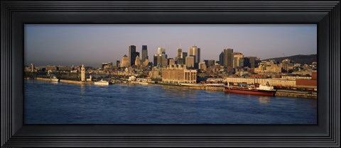 Framed Harbor with the city skyline, Montreal, Quebec, Canada Print