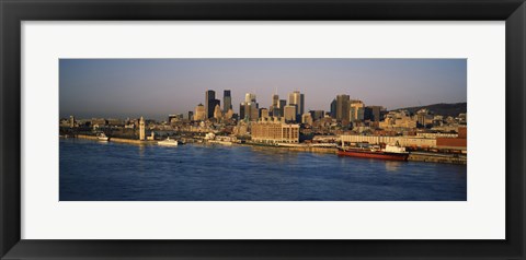 Framed Harbor with the city skyline, Montreal, Quebec, Canada Print