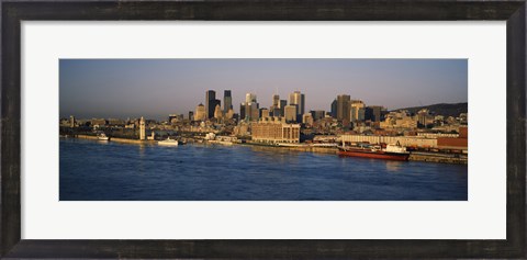 Framed Harbor with the city skyline, Montreal, Quebec, Canada Print