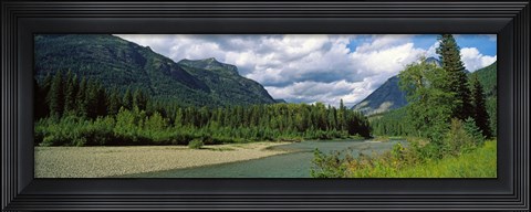 Framed Creek along mountains, McDonald Creek, US Glacier National Park, Montana, USA Print
