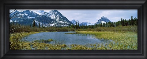 Framed Lake with mountains in the background, US Glacier National Park, Montana, USA Print