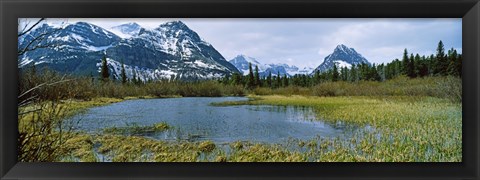 Framed Lake with mountains in the background, US Glacier National Park, Montana, USA Print