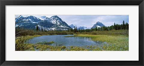 Framed Lake with mountains in the background, US Glacier National Park, Montana, USA Print