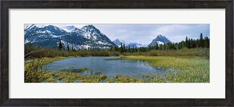 Framed Lake with mountains in the background, US Glacier National Park, Montana, USA Print