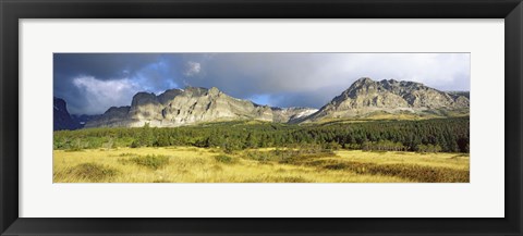 Framed Clouds over mountains, Many Glacier valley, US Glacier National Park, Montana, USA Print