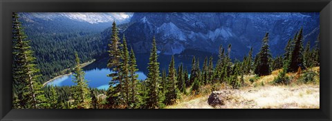 Framed High angle view of a lake, Grinnell Lake, US Glacier National Park, Montana, USA Print