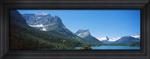 Framed Lake in front of mountains, St. Mary Lake, US Glacier National Park, Montana Print