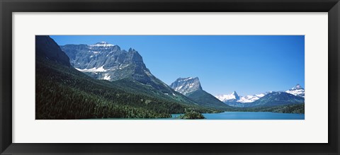 Framed Lake in front of mountains, St. Mary Lake, US Glacier National Park, Montana Print