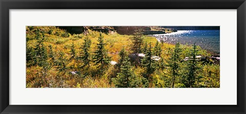 Framed High angle view of a lake, Iceberg Lake, US Glacier National Park, Montana, USA Print