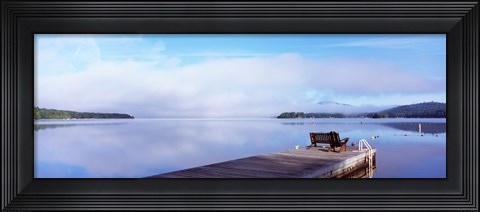 Framed Pier at a lake, Fourth Lake, Adirondack Mountains, New York State, USA Print