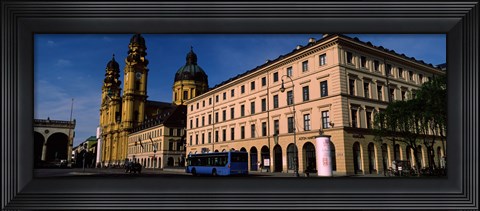 Framed Buildings at a town square, Feldherrnhalle, Theatine Church, Odeonsplatz, Munich, Bavaria, Germany Print