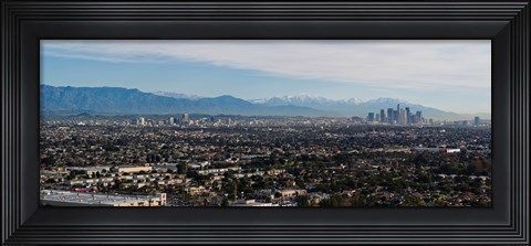 Framed High angle view of a city, Mt Wilson, Mid-Wilshire, Los Angeles, California, USA Print