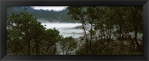 Framed Volcanic lake in a forest, Kawah Putih, West Java, Indonesia Print