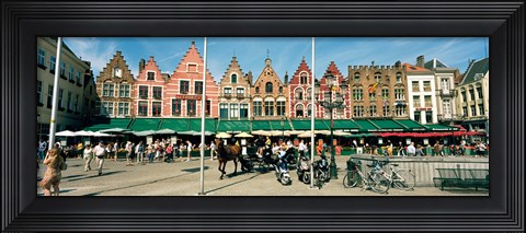 Framed Market at a town square, Bruges, West Flanders, Flemish Region, Belgium Print