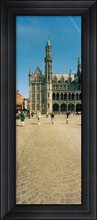 Framed Tourists at a market, Bruges, West Flanders, Flemish Region, Belgium Print