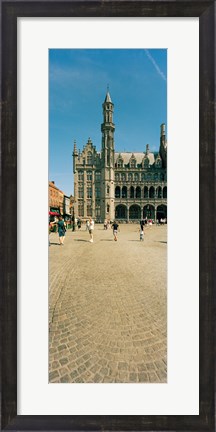 Framed Tourists at a market, Bruges, West Flanders, Flemish Region, Belgium Print