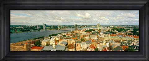 Framed High angle view of a cityscape, Daugava River, Riga, Latvia Print