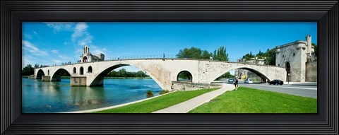 Framed Bridge across a river, Pont Saint-Benezet, Rhone River, Avignon, Vaucluse, Provence-Alpes-Cote d&#39;Azur, France Print