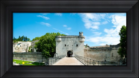 Framed Bridge leading to the city gate, Pont Saint-Benezet, Rhone River, Avignon, Vaucluse, Provence-Alpes-Cote d&#39;Azur, France Print