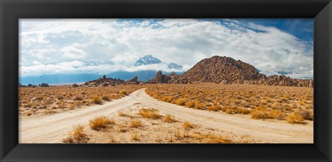 Framed Converging roads, Alabama Hills, Owens Valley, Lone Pine, California, USA Print